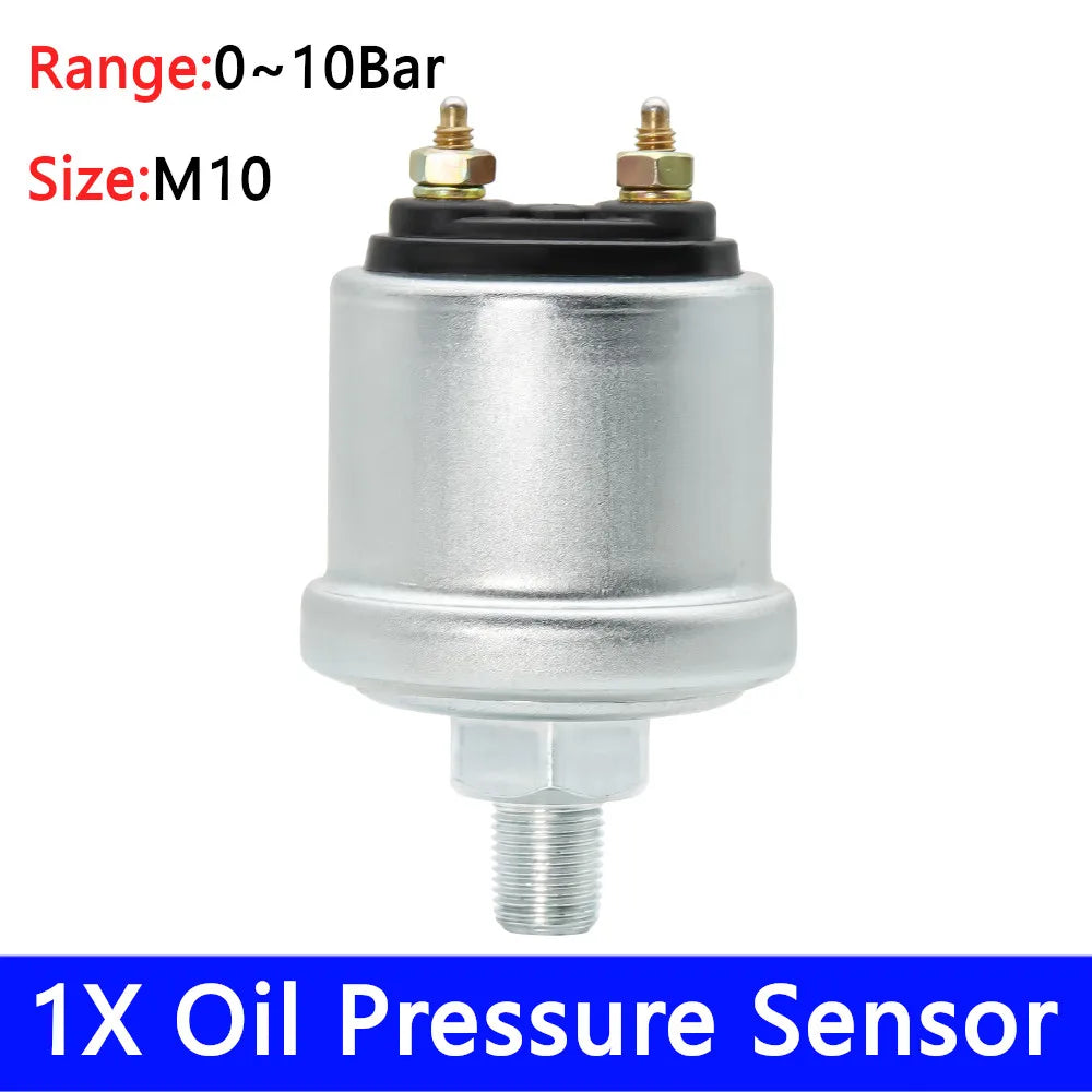 HD Mechanical Oil Pressure Sensor NPT1/8 M10X1 Thread 0-5 Bar 0-10 Bar 52mm Oil Pressure Gauge 9-32V