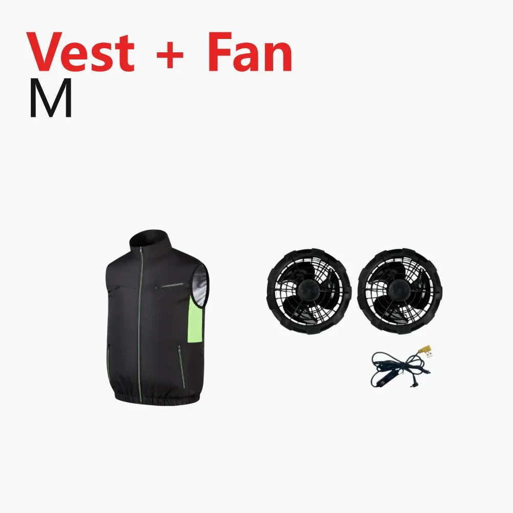 Cooling Vest Ice Fan Vest 3 Gears USB Heat Resistant Air Conditioner Clothes Breathable Wearable Fan Vest for Camping