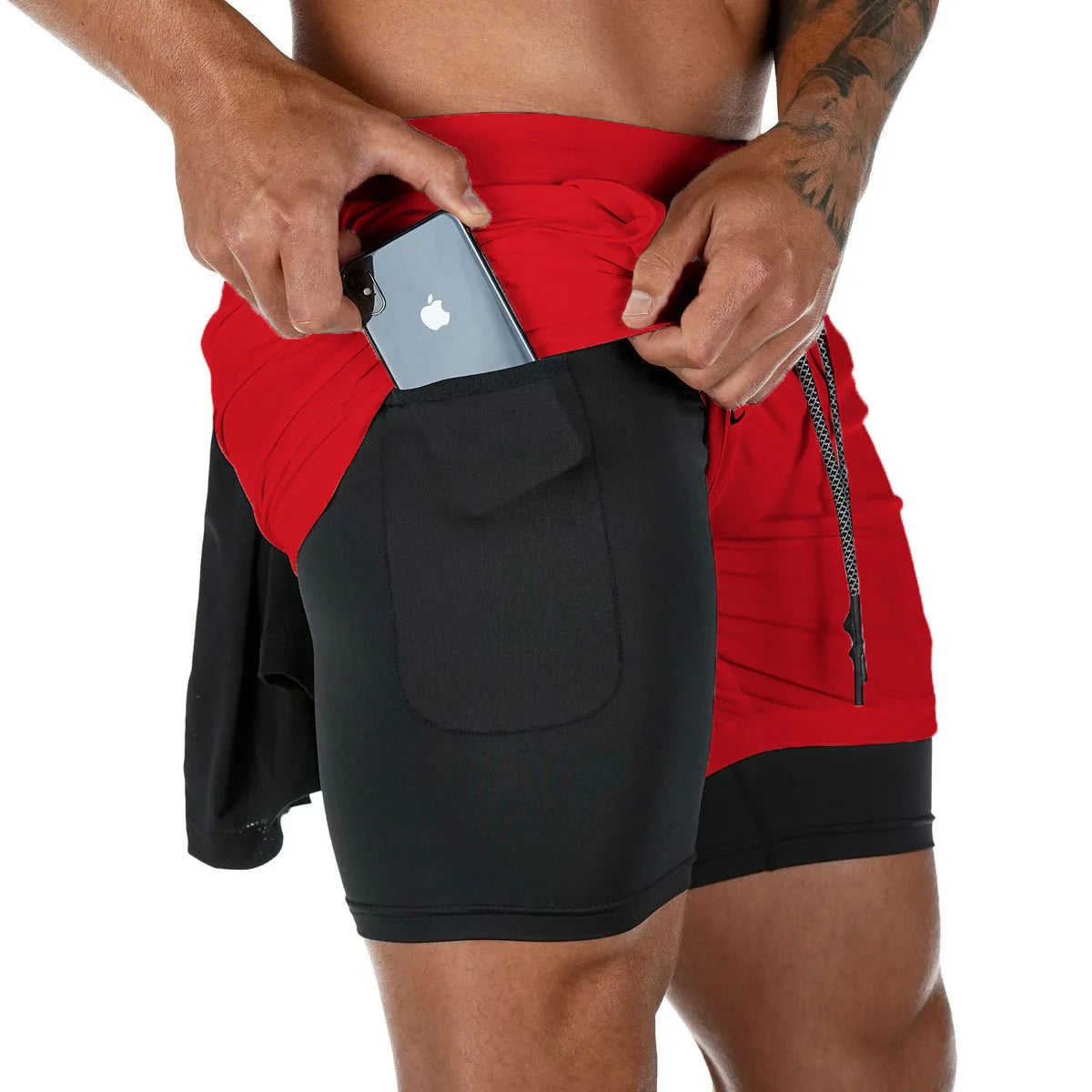 Camo Running Shorts for Men 2 in 1 Quick Dry Workout Training Gym Fitness Jogging Shorts