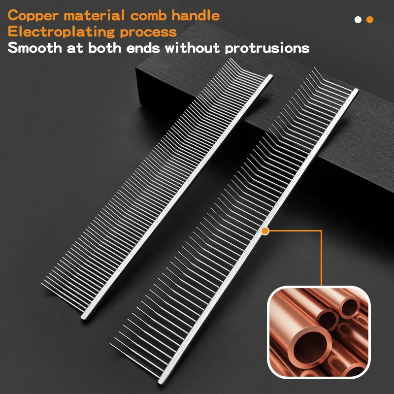 Pet Grooming Comb with Curved Hook Deep Hair Picking and Fluffy Texture Stainless Steel Dog Trainer Beauty Comb