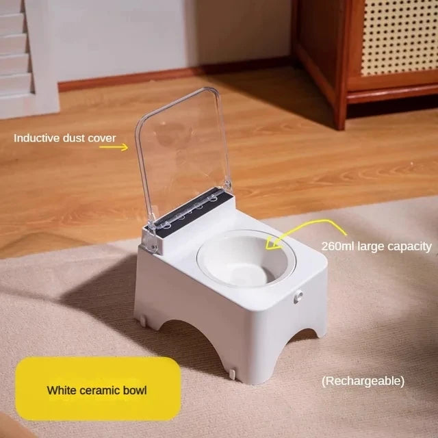 Smart Cat Bowl Pet Feeder Automatic Infrared Sensor Food Dispenser Stainless Steel Quadrate Design