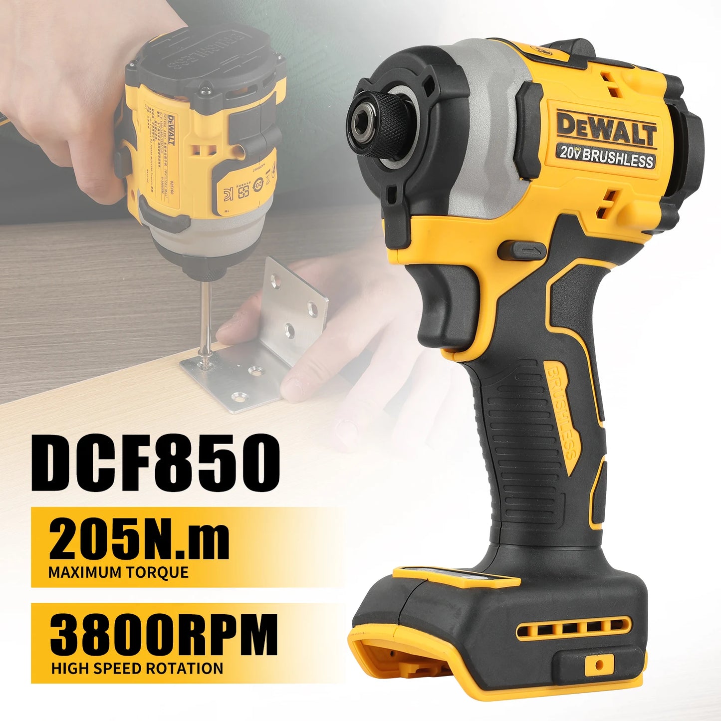 DeWalt DCF805 & DCD850 20V MAX Lithium - Ion Brushless Combo Kit - 2 - in - 1 Cordless Screwdriver & Impact Drill with Tool Bag