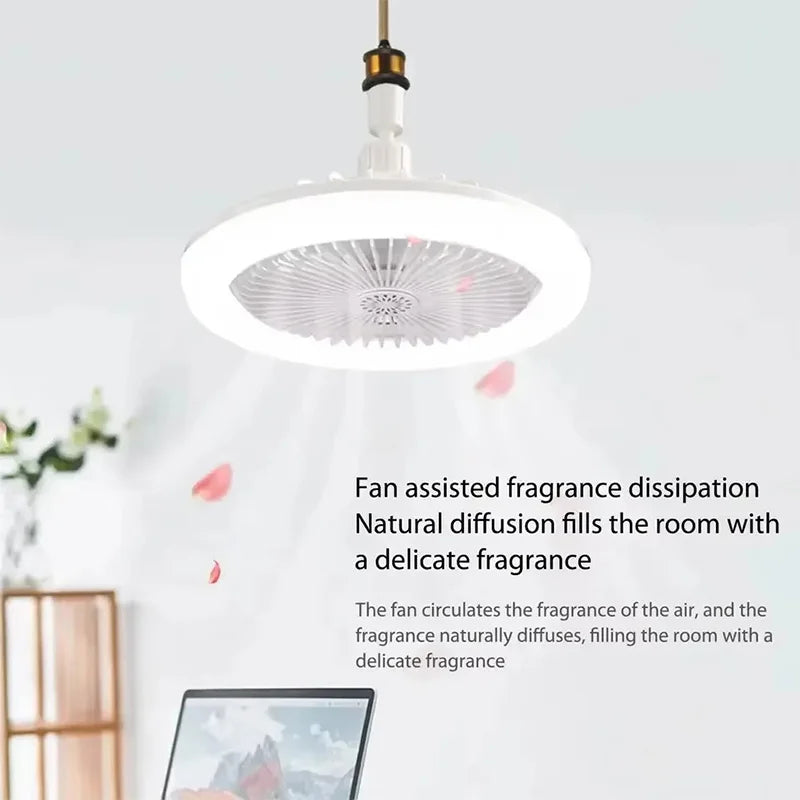 2 In 1 Ceiling Fan Lamps 3 Speed Adjustable E27 Base Infinitely Dimmable LED Decorative Light for Living Room Bedroom Study