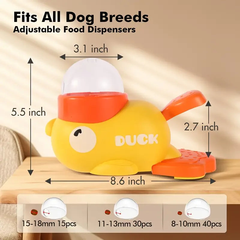 Yellow Duck Shaped Interactive Dog Treat Dispenser Durable Plastic Training Toy Puzzle Slow Feeder Dog Entertainment Toy