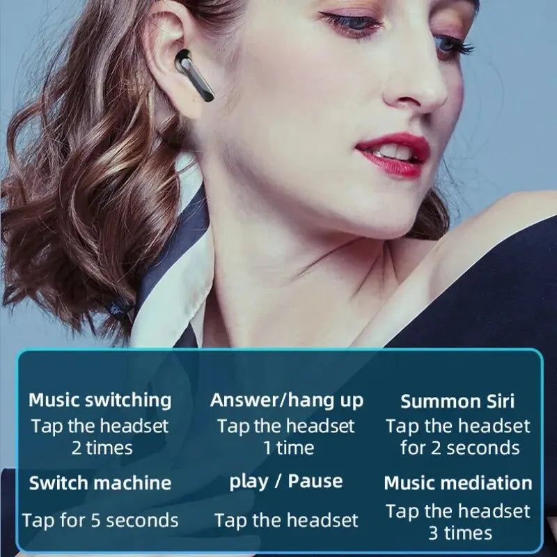 S20 Bluetooth Earphones Headphones Mirror Wireless Stereo Headset 5.3 Digital Display Touch Control Sports Earbuds for Gaming