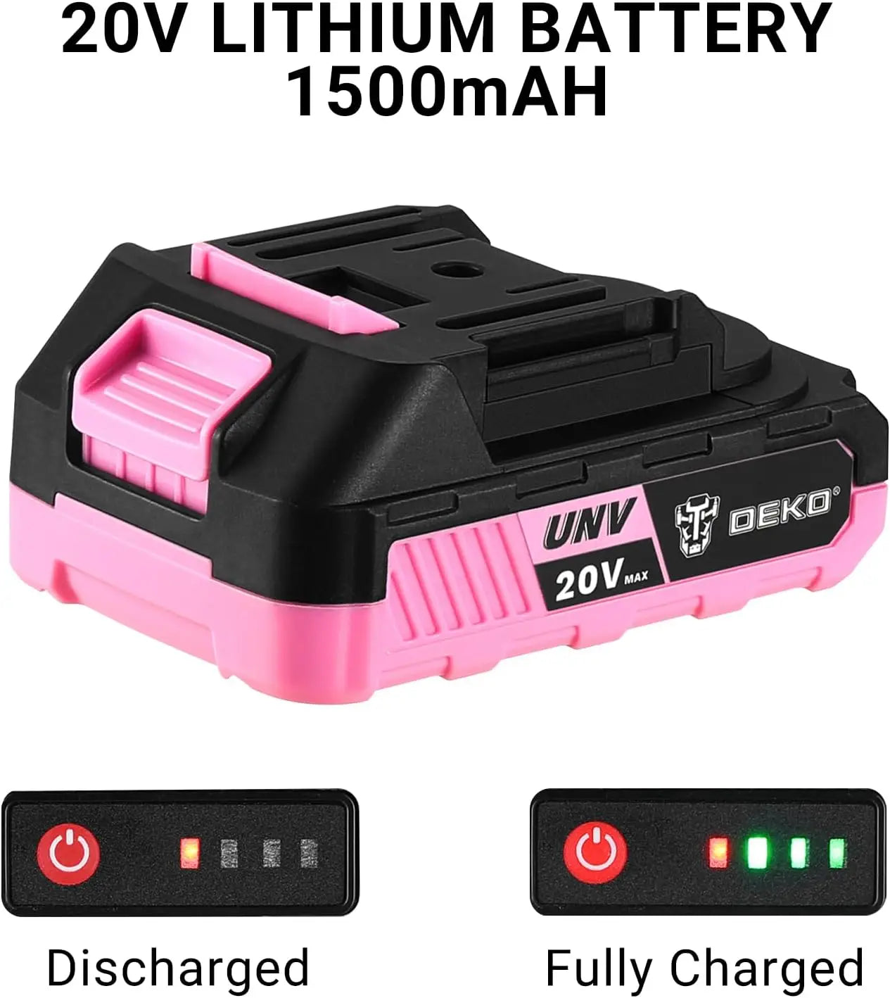 DEKO Pink Cordless Power Drill Set 20V Electric Tool for Women