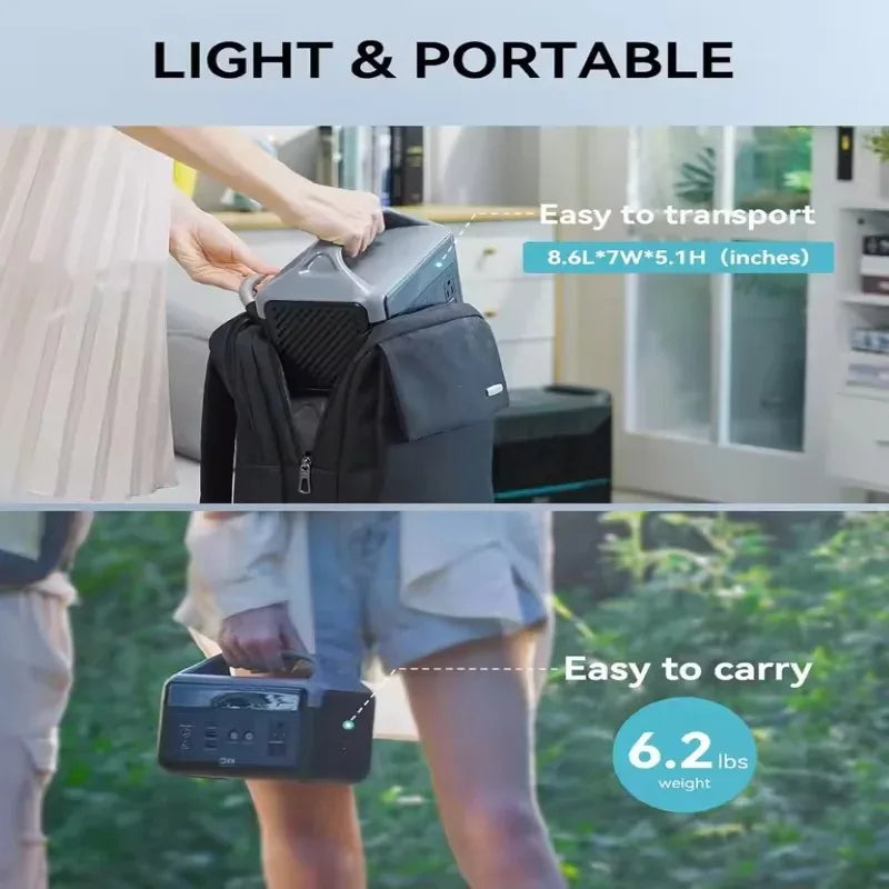 300W Solar Generator Portable Power Station 179Wh 56000mAh Rechargeable Battery for Outdoor Camping and Home Use