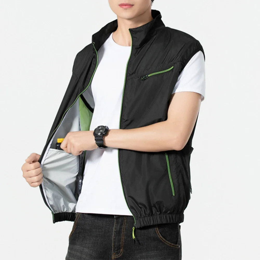 Cooling Vest Ice Fan Vest 3 Gears USB Heat Resistant Air Conditioner Clothes Breathable Wearable Fan Vest for Camping