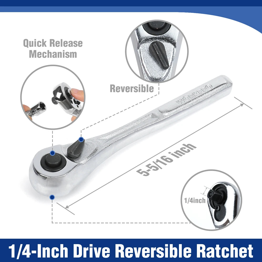 Workpro 69 Piece 1/4 Inch Ratchet Wrench Set for Car Repair and Metalworking