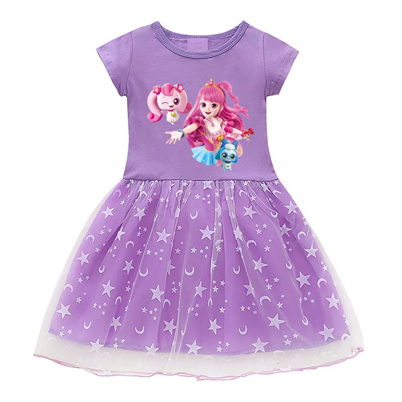Kids Cotton Knee-Length Dress for Girls Birthday Party Princess Costume Halloween Cosplay