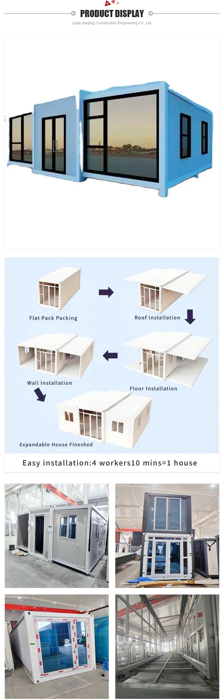 2025 Mini 20ft Expandable Steel Pod Home Office Villa Shop Kiosk Workshop Integrated Bathroom Warehouse Park