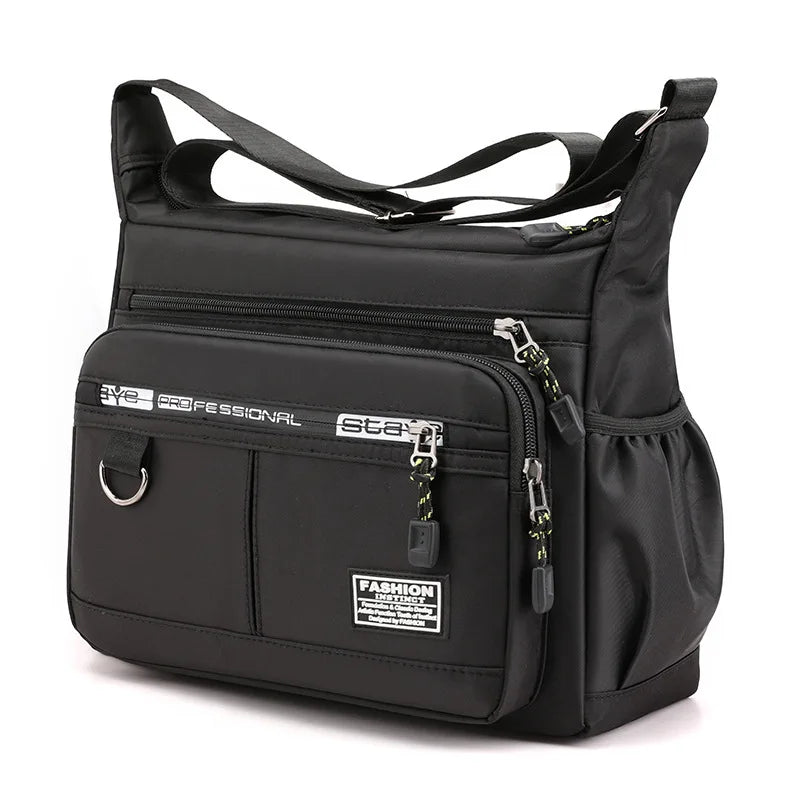 Design Oxford Shoulder Bag Large Capacity Men's Casual Multi Layer Pocket Fashion Crossbody Luxury Messenger Bag