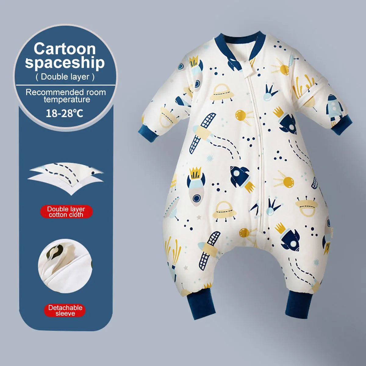 Baby Cartoon Split Legged Sleepsacks With Detachable Sleeves For Boys And Girls Children's Sleeping Bag Autumn And Winter Thickened Cotton