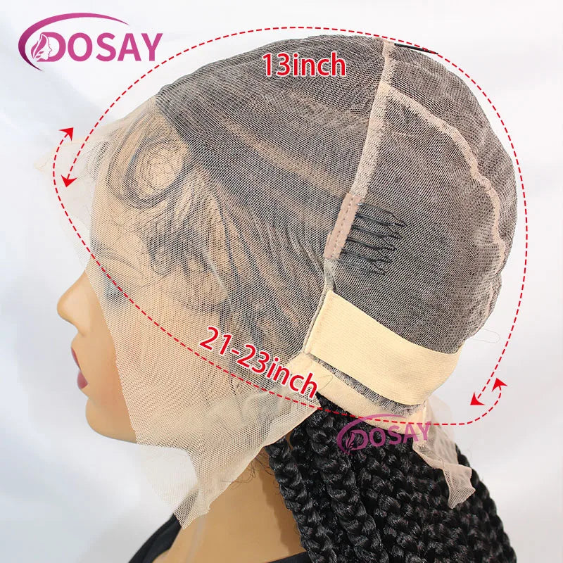 32" Synthetic Braided Wigs For Women Full Lace Front Wig Cornrow Braid Lace Wig Braiding Hair Middle Part Wig Daily Use