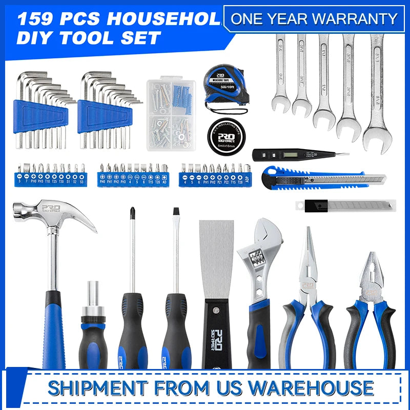 159 Piece Home Tool Set with Storage Case for DIY Maintenance