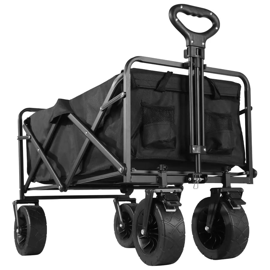 Collapsible Folding Utility Beach Cart Wagon Heavy Duty Large Capacity Portable Garden Camping Trolley