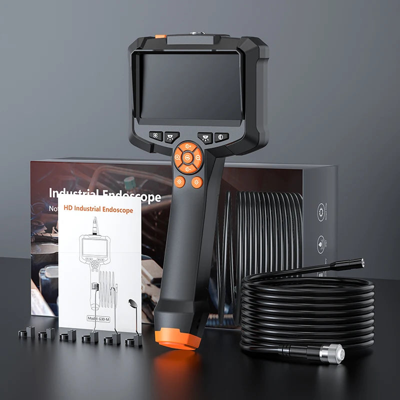 Industrial Endoscope Camera 4.3 Inch IPS Screen IP67 Waterproof HD 1080P 8mm Lens Pipe Sewer Inspection Borescope for Car
