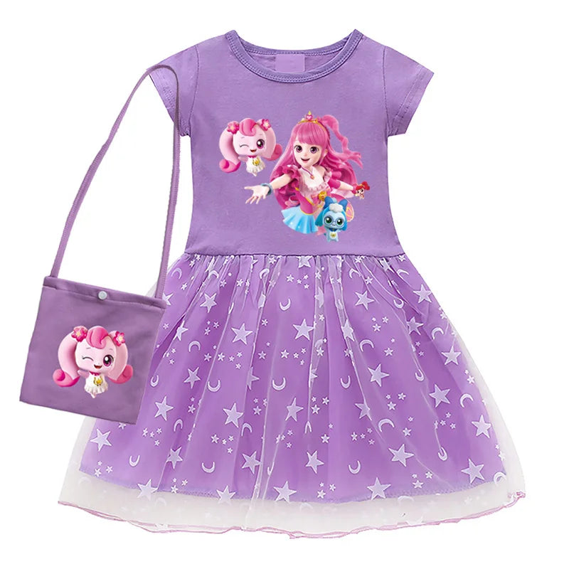 Kids Cotton Knee-Length Dress for Girls Birthday Party Princess Costume Halloween Cosplay