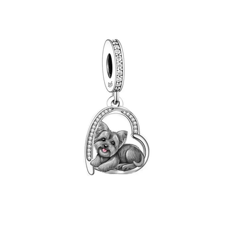 Huoonew Fit Original Pan Charm Bracelet 925 Silver I Love You Forever Yorkshire Dog Bead DIY Memorial Berloque