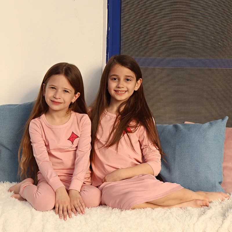 Barcali Modal Soft Family Matching Pajamas for Kids Boys Girls Baby Pink and Blue Spring Summer Casual Clothing
