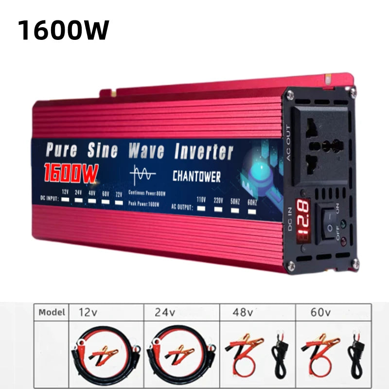 Pure Sine Wave Inverter 12V 24V 110V 220V 2000W 3000W 4000W 5000W DC To AC Portable Power Converter Solar Inverter