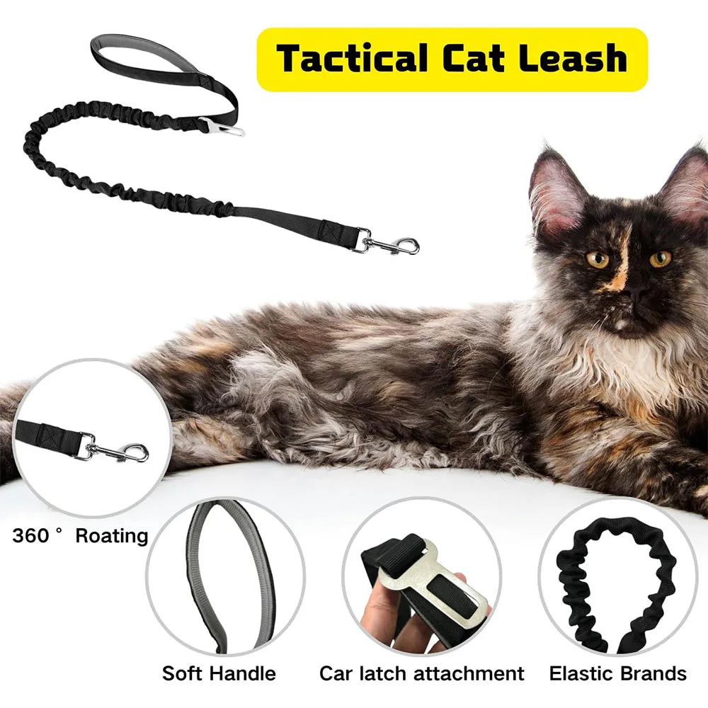 Tactical Cat Dog Harness Leash Adjustable Pet Vest Soft Mesh Training Puppy Straps with Handle for Large Cats