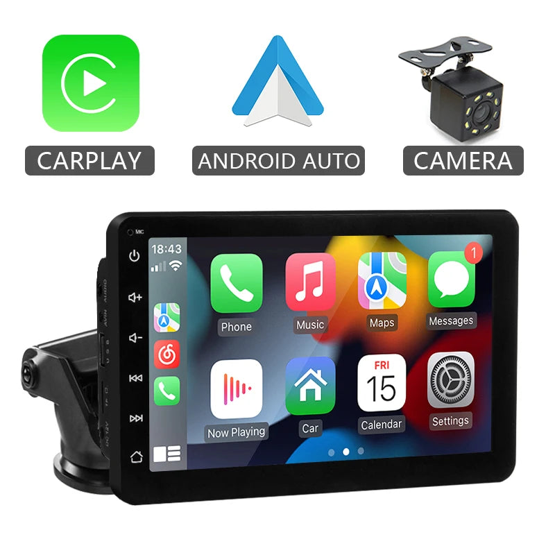 Hippcron 7 Inch Car Radio Multimedia Video Player Wireless Carplay Wireless Android Auto Portable Universal Touch Screen