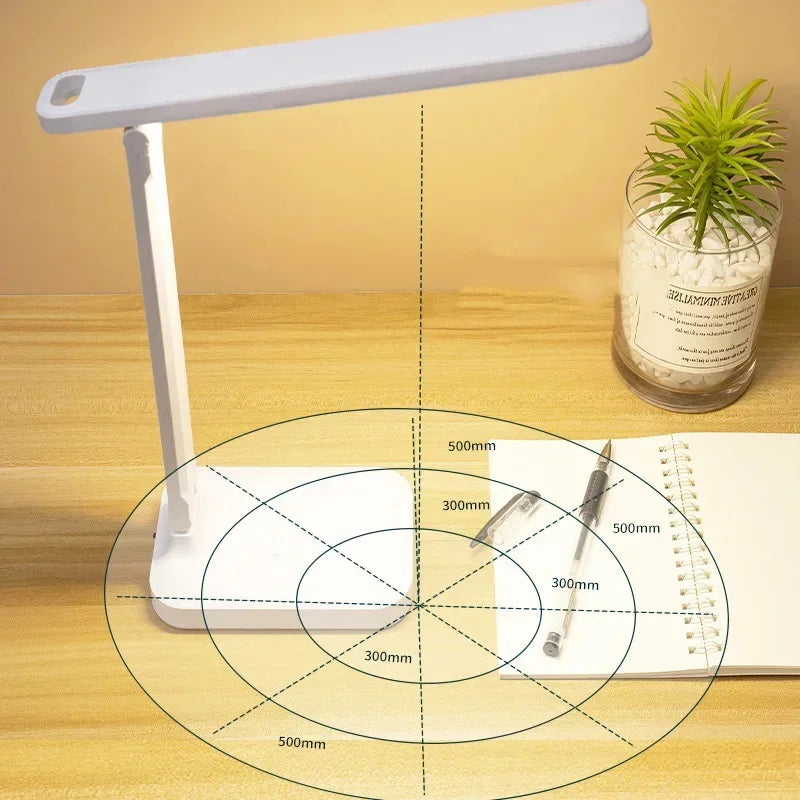 Folding Table Lamp Eye Protection Touch Dimmable LED Desk Lamp for Bedroom Bedside Study and Student Reading USB Plug-in Night Light