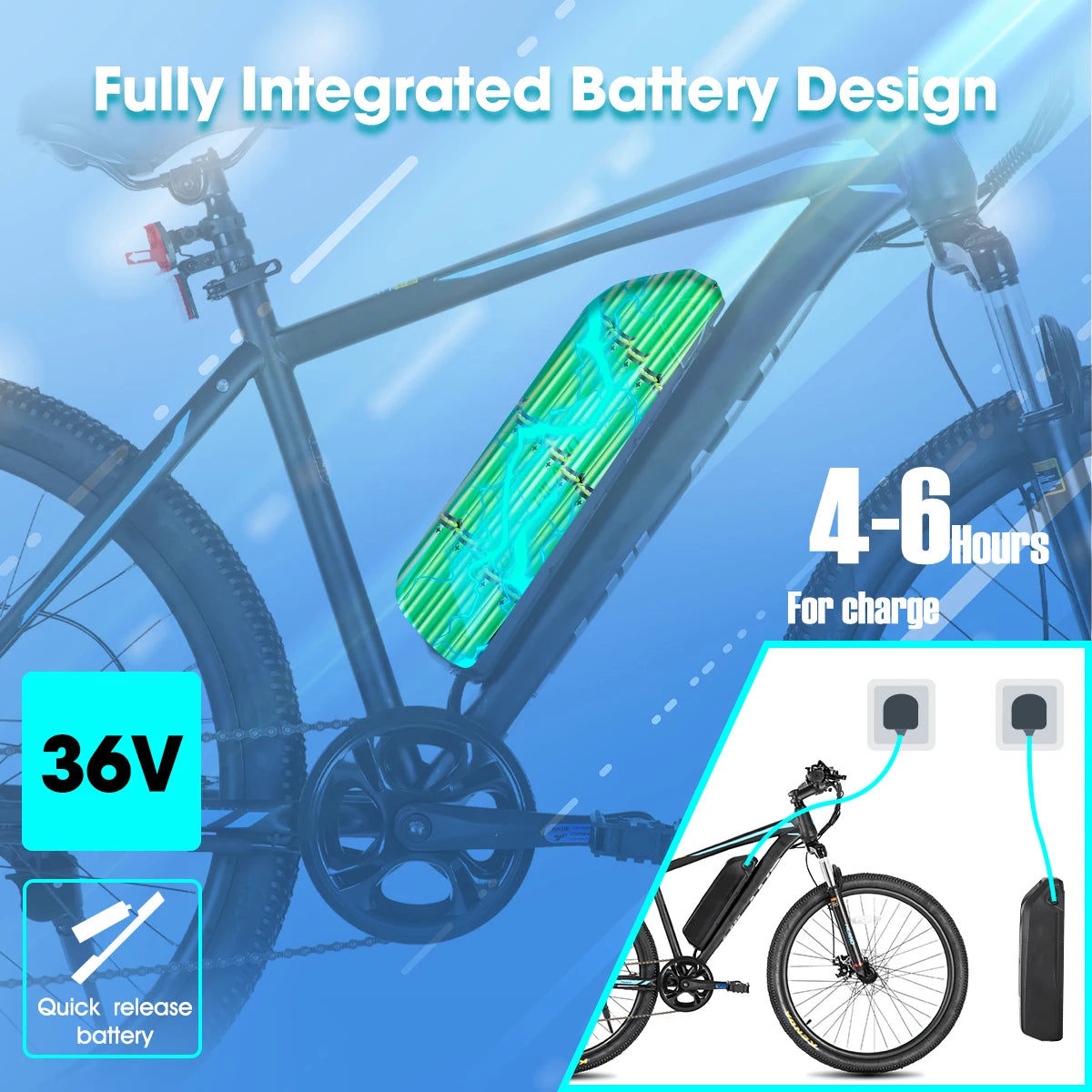 HILAND Electric Bike for Adults 26 Inch Electric Mountain Bicycle with Removable Battery 500W 36V Motor 7 Speeds 20MPH Ebike