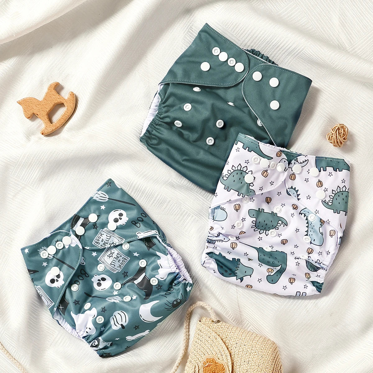 3PCS Washable Adjustable Diapers Soft Skin Friendly Breathable Comfortable for 3 to 15kg Babies