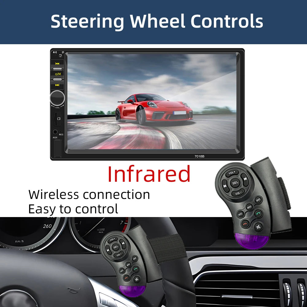 HIPPBQCC 7 Inch 1 Din Car Radio MP5 Multimedia Player Touch Screen FM Bluetooth USB Mirror Link Autoradio