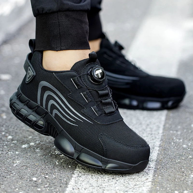 Rotary Button New Safety Shoes For Men Anti Impact Anti Piercing Work Shoes Fashionable Men's Sports Shoes Safety Pro