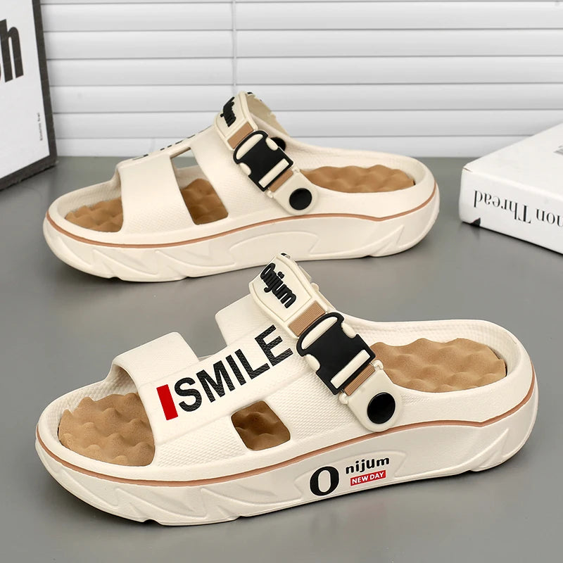 2025 New Men's Massage Slippers Indoor Outdoor Sandals Comfortable Soft Slides Clogs Casual Shoes