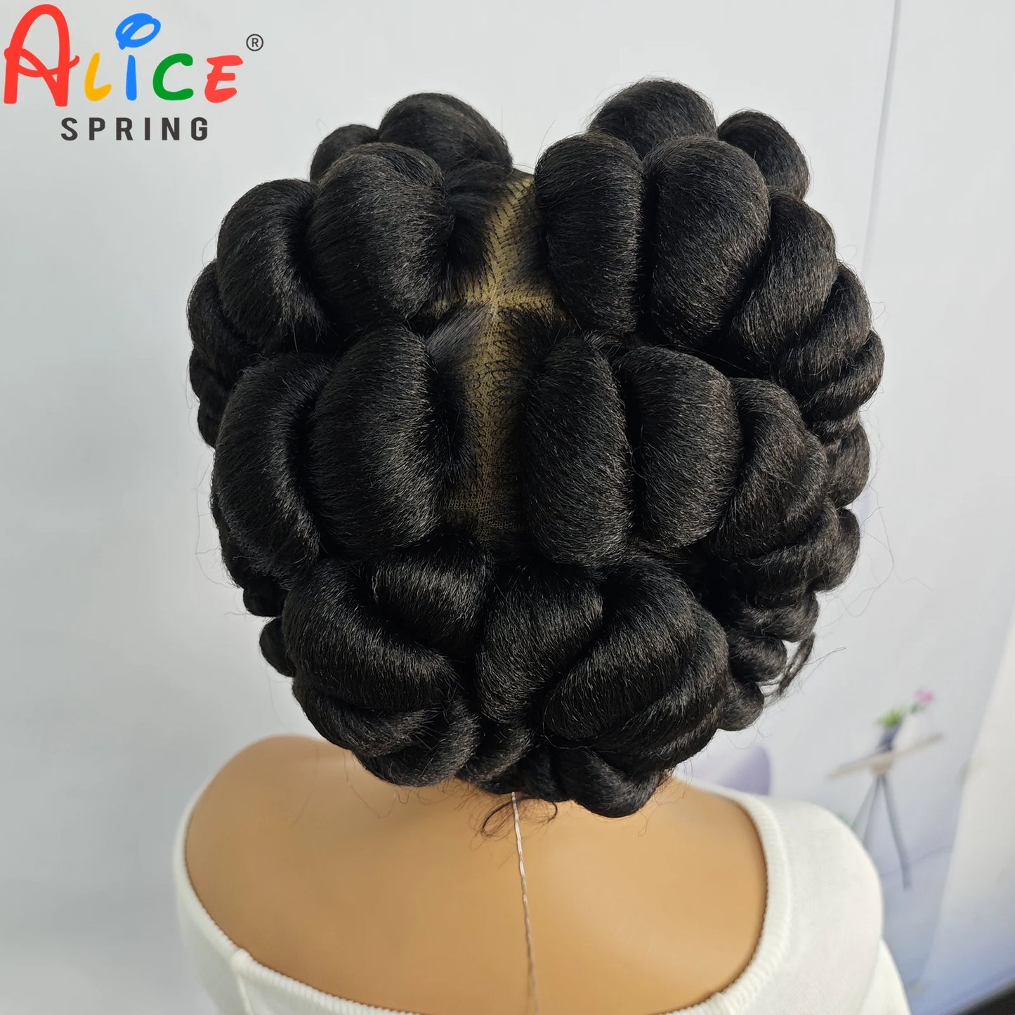 Natural Color 6 Inch Transparent Full Lace Braided Wigs Short Cute Handmade Bantu Synthetic Braided Lace Wig