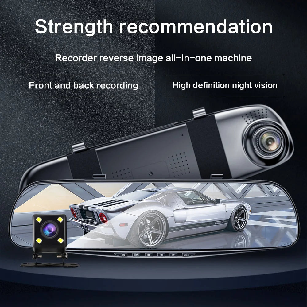 4.2 Inch Large Rear View Mirror Tachograph Dual Lens HD 1080P Automotive Video Recorder Car DVR