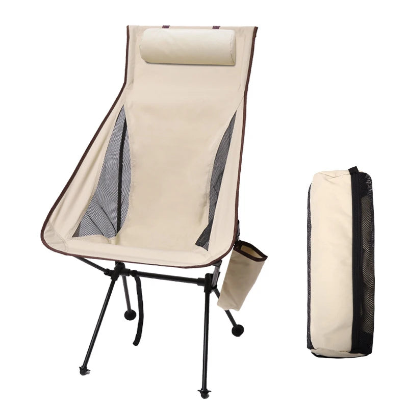 Westtune Portable Folding Camping Chair with Headrest Lightweight Aluminum Alloy Outdoor Fishing Chair
