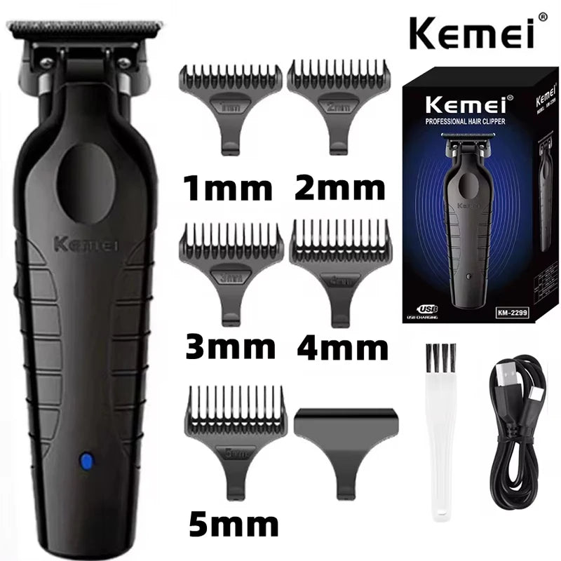 Kemei 2299 Cordless Hair Trimmer Zero Gapped Carving Clipper Professional Electric Hair Cutting Machine