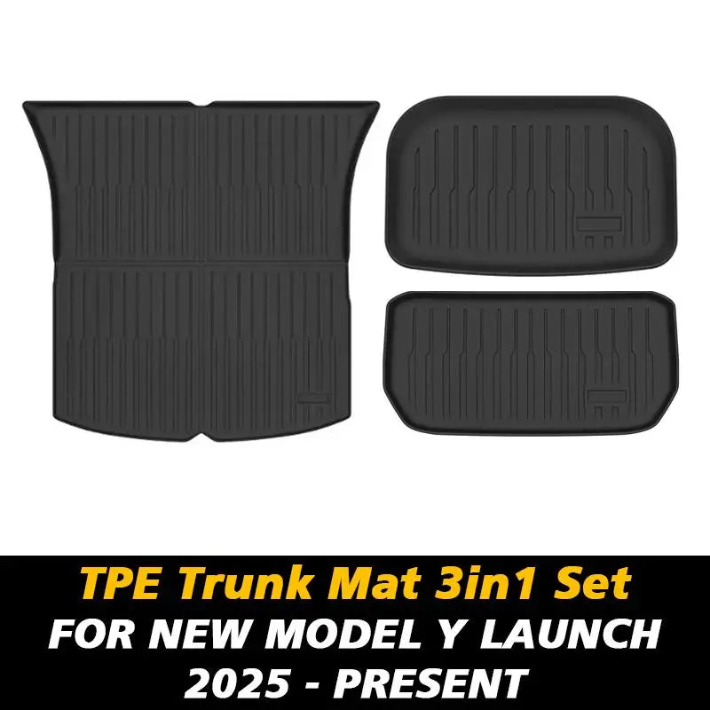 For New Tesla Model Y 2025 Juniper TPE All Weather Floor Mats and Cargo Liner Seat Backrest Mats