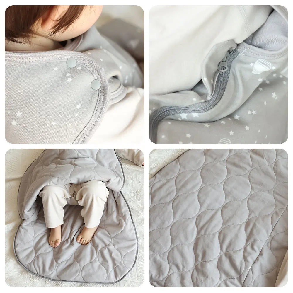 Sleeping Bags For Baby 0 To 24 Months Anti Kick Blanket Infant Quilt Sleepwear 2.5 Tog Stars Print Spring 100 Percent Cotton Vest Sleepsacks