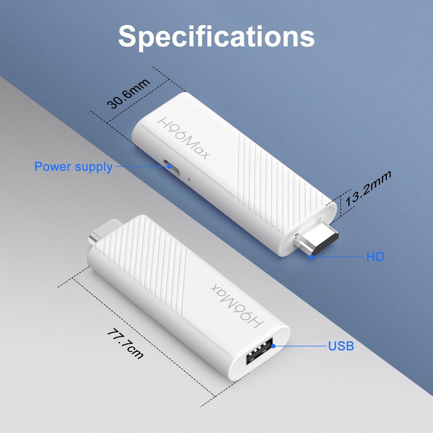 H96 Max Android TV Stick Allwinner H313 2.4G Wifi 5G Wifi6 Dual Band 8GB 16GB 4K 3D HDR Google Voice Remote DC 5V 2A
