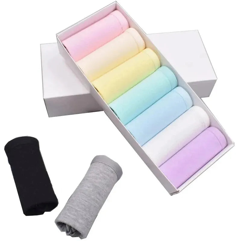 7Pcs Plus Size Cotton Underwear for Women Breathable Soft Briefs Cute Solid Color Lingerie
