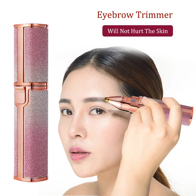 2 In 1 Rechargeable Epilator Electric Eyebrow Trimmer Female Body Facial Lipstick Shape Hair Removal Mini Painless Razor Shaver