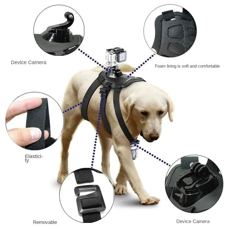 Adjustable Fetch Dog Harness for GoPro Hero 12 11 10 9 8 7 6 5 4 Sports Camera Mount Holder for Xiaoyi