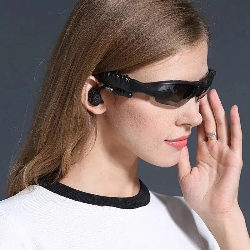 Wireless Stereo Earphones Headset with Microphone for Glasses Sunglasses Driving Cycling Sports Noise Reduction
