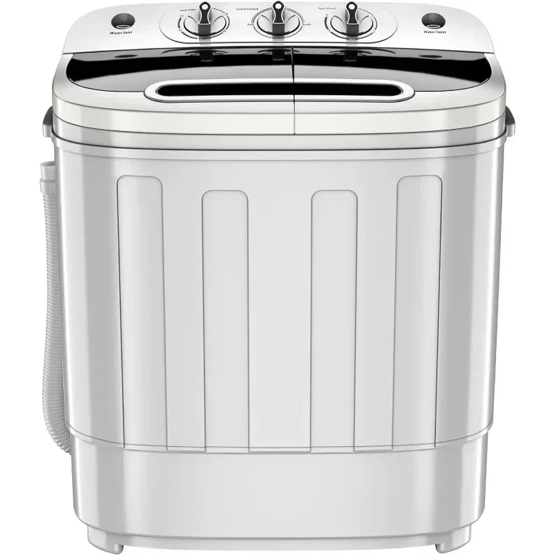 QWZENY Portable Mini Twin Tub Washing Machine 13lbs Capacity with Spin Dryer Compact Washer