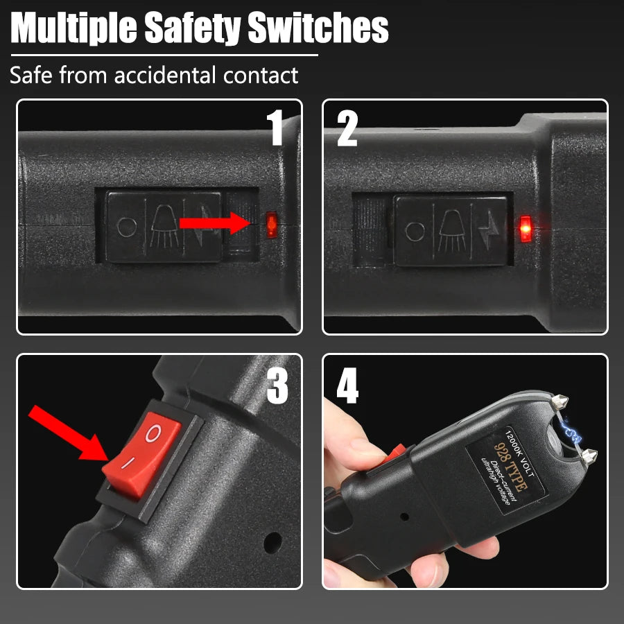 928 Tactical Flashlight - High-Impact ABS, USB Rechargeable with Window Breaker, Fixed Focus Self-Defense Torch