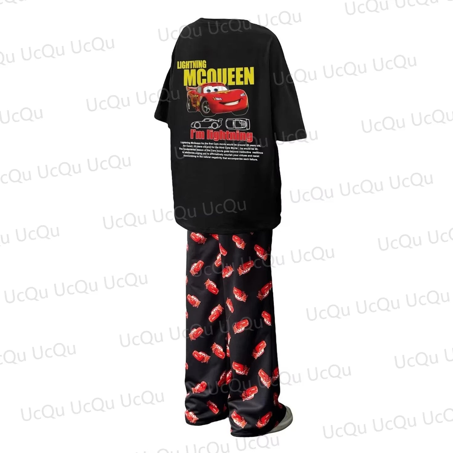 2025 The Cars Lightning McQueen And Sally Summer Cotton T-Shirt With Pajama Pants Oversized Suit For Adults And Kids Unisex Clothing