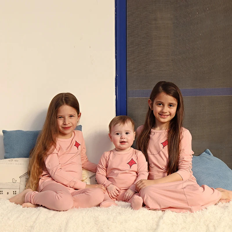 Barcali Modal Soft Family Matching Pajamas for Kids Boys Girls Baby Pink and Blue Spring Summer Casual Clothing
