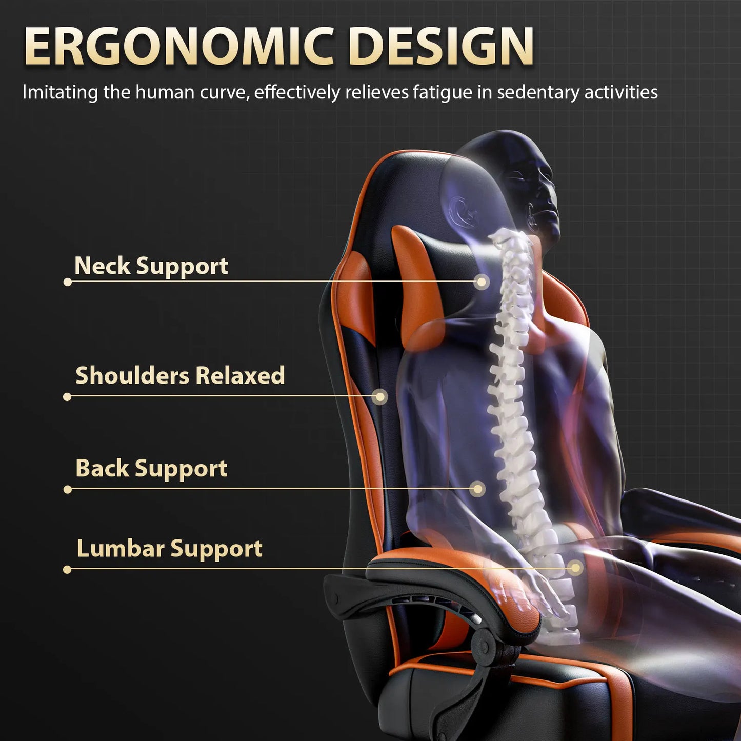Gaming Chair with Footrest PU Leather Video Game Chair for Adults Reclining Office Desk Chair