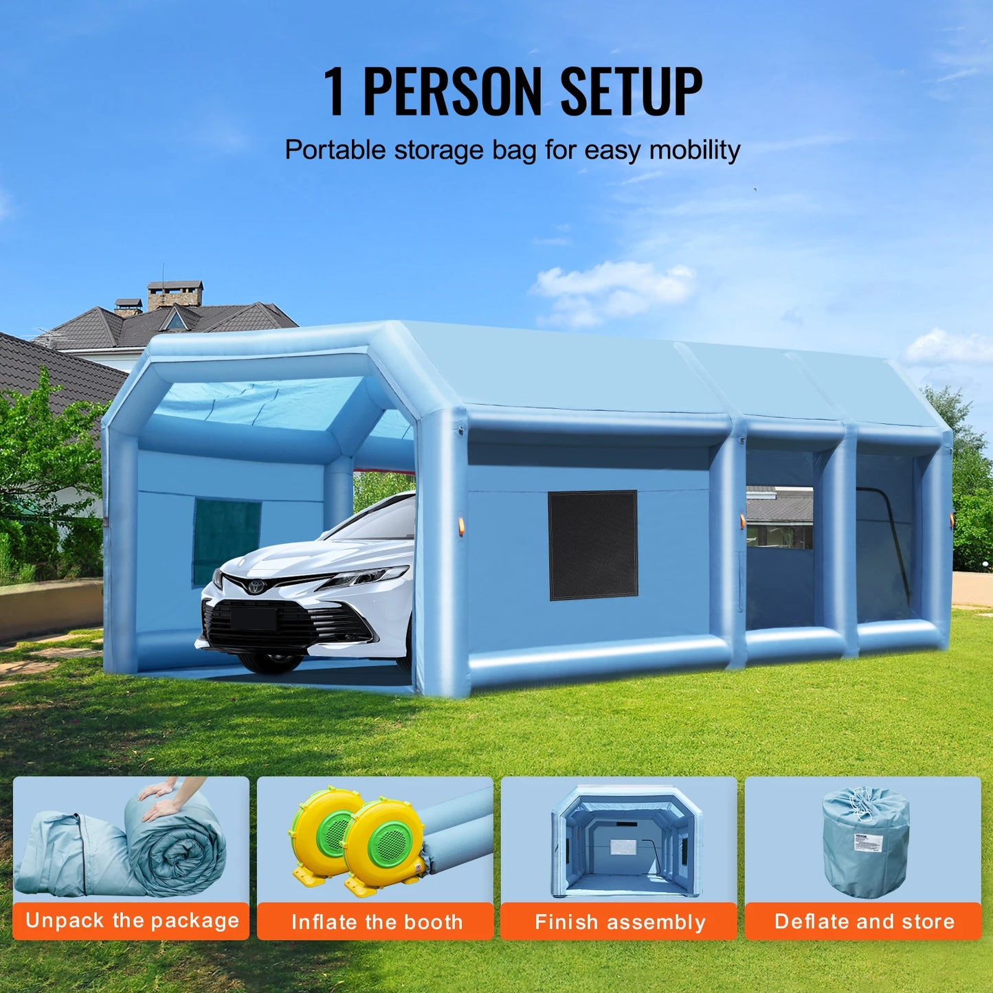 VEVOR Inflatable Paint Booth Portable Spray Booth with Powerful Blowers and Air Filter System